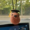 Adorable handmade crochet Awawa wearing a graduation cap, navy cap, or Luffy straw hat, cute hyrax keychain, bag charm, or rear view mirror charm gift