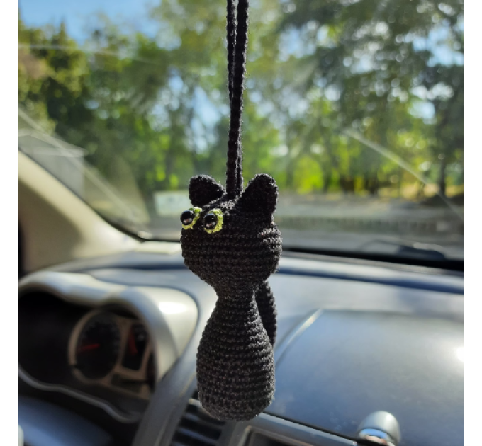 Black cat car charm and Halloween pumpkin