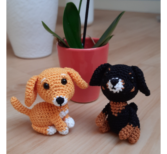 Black small dog crochet, cute charm for rear view mirror, backpack pendant, keychain