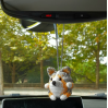 Blue Merle Corgi crochet cute car accessory, rear view mirror charm, keychain, backpack pendant