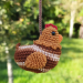 Brown small chicken crochet cute car accessory, rear view mirror charm, keychain, backpack pendant