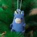 Bull whale: crochet blue fantastic animal, Rear view mirror plush car charm, backpack keychain