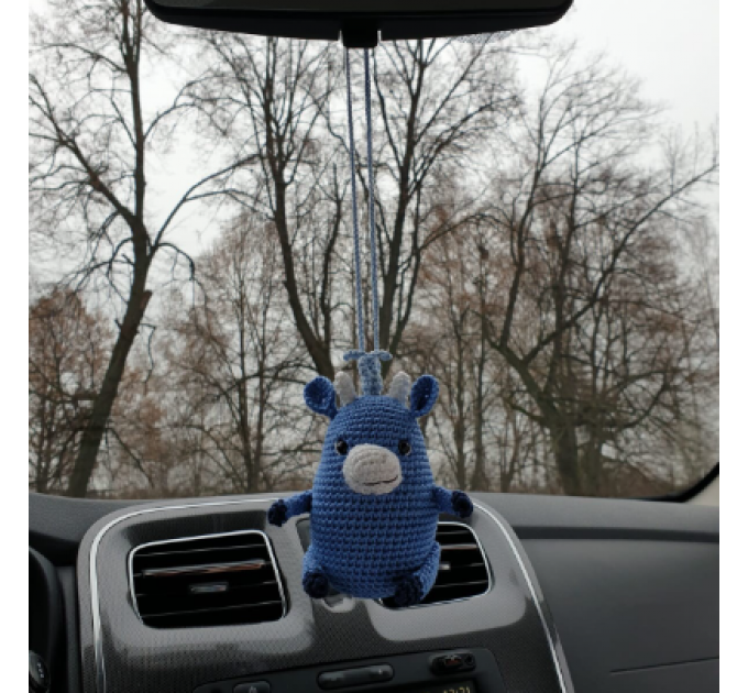 Bull whale: crochet blue fantastic animal, Rear view mirror plush car charm, backpack keychain
