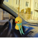 Cute car accessories for rear view mirror: crochet Easter bunny and chick car charms
