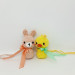 Cute car accessories for rear view mirror: crochet Easter bunny and chick car charms