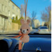 Cute car accessories for rear view mirror: crochet Easter bunny and chick car charms