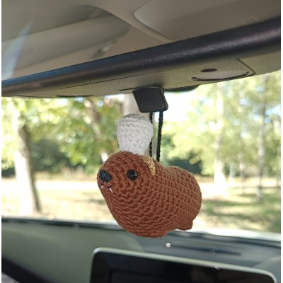 Chef Awawa Crochet Charm – Rear View Mirror Decoration or Keychain | Unique Coworker Gift | Kitchen Lover Gift | Rock Hyrax Fans Gift