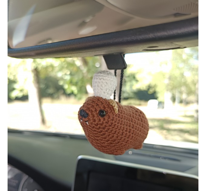 Chef Awawa Crochet Charm – Rear View Mirror Decoration or Keychain | Unique Coworker Gift | Kitchen Lover Gift | Rock Hyrax Fans Gift