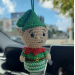 Christmas crochet elf, cute car charm for rearview mirror, Xmas tree toy