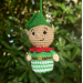 Christmas crochet elf, cute car charm for rearview mirror, Xmas tree toy