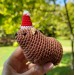 Christmas style Awawa wearing Xmas sweater, hat or reindeer, cute crochet Hyrax keychain, bag charm or rear view mirror car accessory