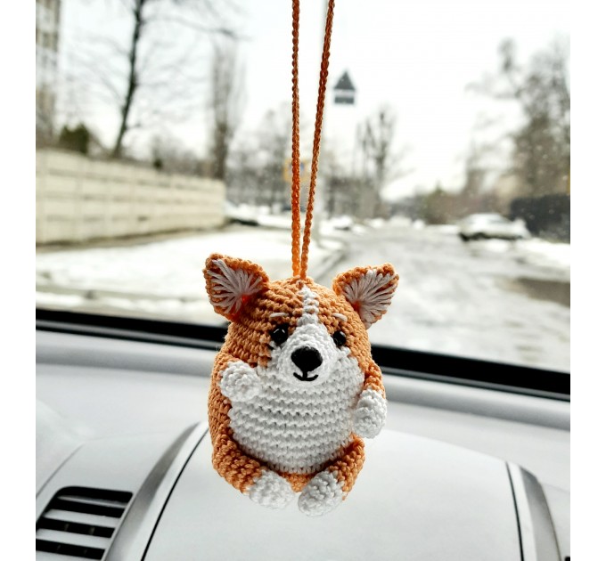 Cute Crochet Corgi Charm for Your Rear View Mirror Dog lover gift crochet keychain backpack pendants trucker present