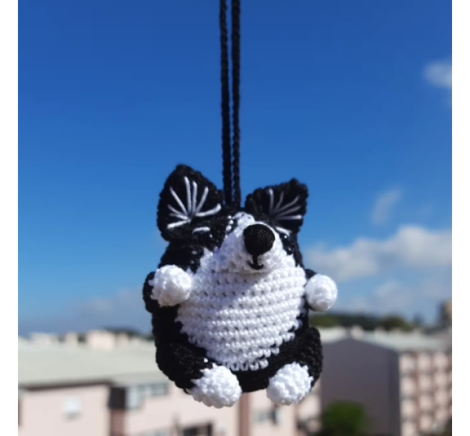 Cute Crochet Corgi Charm for Your Rear View Mirror Dog lover gift crochet keychain backpack pendants trucker present