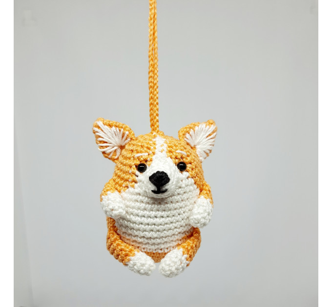 Cute Crochet Corgi Charm for Your Rear View Mirror Dog lover gift crochet keychain backpack pendants trucker present