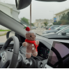 Crochet Gingerbread man for rear view mirror car charm Xmas tree hanging ornament