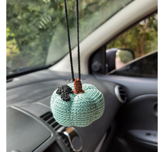 Crochet Halloween pumpkins, cute car charm for rear view mirror 