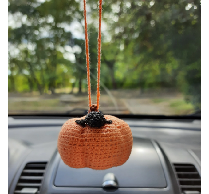 Crochet Halloween pumpkins, cute car charm for rear view mirror 