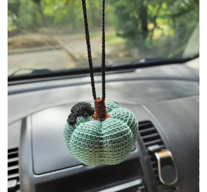 Crochet Halloween pumpkins, cute car charm for rear view mirror 