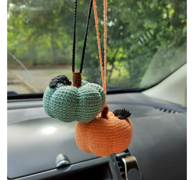 Crochet Halloween pumpkins, cute car charm for rear view mirror 
