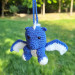 Crochet blue dragon car charm for rear view mirror, cute keychain, backpack pendant, FC Porto symbol