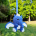 Crochet blue dragon car charm for rear view mirror, cute keychain, backpack pendant, FC Porto symbol