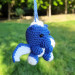Crochet blue dragon car charm for rear view mirror, cute keychain, backpack pendant, FC Porto symbol