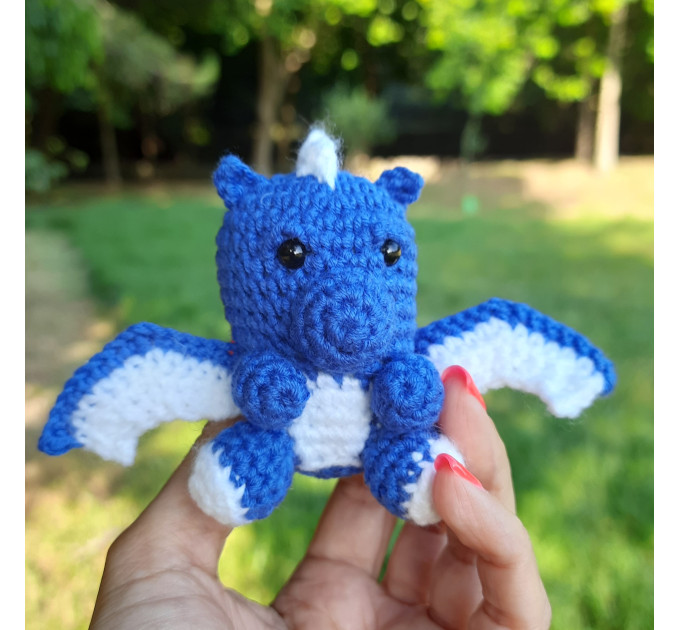 Crochet blue dragon car charm for rear view mirror, cute keychain, backpack pendant, FC Porto symbol