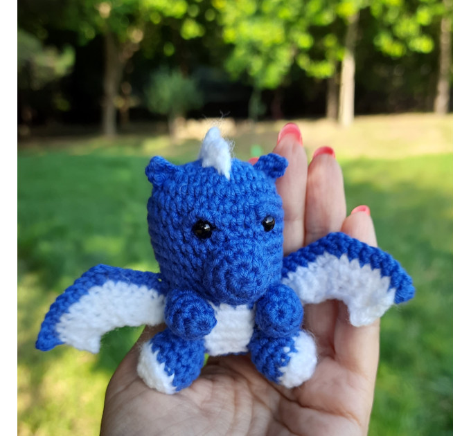 Crochet blue dragon car charm for rear view mirror, cute keychain, backpack pendant, FC Porto symbol