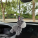 Crochet donkey charm, hanging car accessory for rear view mirror, keychain, backpack pendant