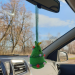 Crochet green cat Xmas tree car charm