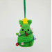 Crochet green cat Xmas tree car charm