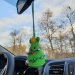 Crochet green cat Xmas tree car charm