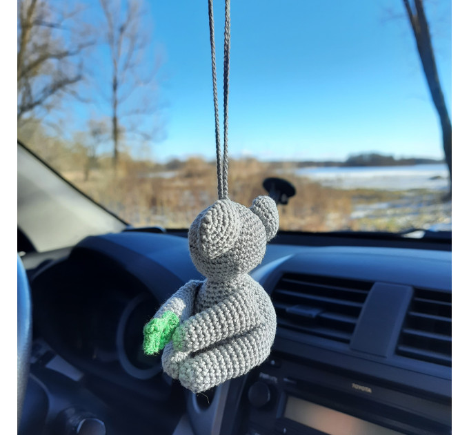 Rear view mirror charm Crochet koala bear car decorations