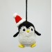 Crochet small Xmas penguin, rear view mirror car charm, backpack pendant, Christmas tree toy