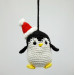 Crochet small Xmas penguin, rear view mirror car charm, backpack pendant, Christmas tree toy