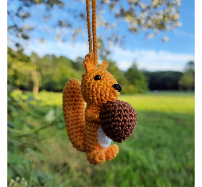 Giraffe car charm hanging crochet Rear view mirror cute car