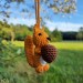 Crochet squirrel with nuts cute car charm, Rear view mirror women's accessories, backpack pendant