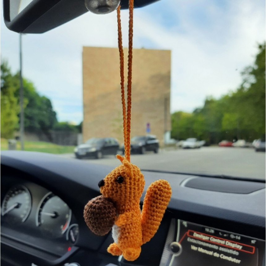 Giraffe car charm hanging crochet Rear view mirror cute car