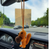 Crochet squirrel with nuts cute car charm, Rear view mirror women's accessories, backpack pendant