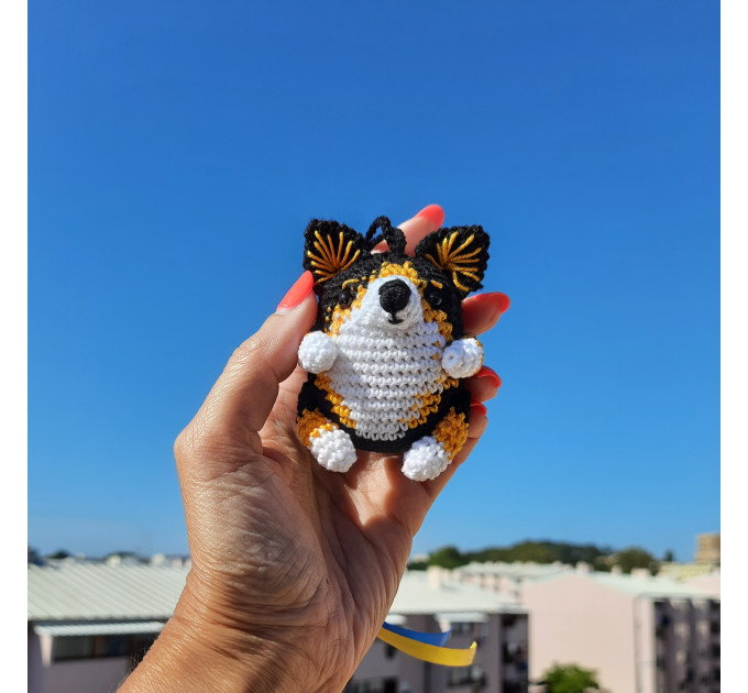 Cute Crochet Corgi Charm for Your Rear View Mirror Dog lover gift crochet keychain backpack pendants trucker present