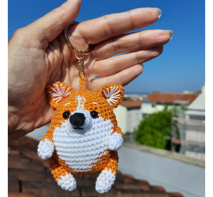 Cute Crochet Corgi Charm for Your Rear View Mirror Dog lover gift crochet keychain backpack pendants trucker present