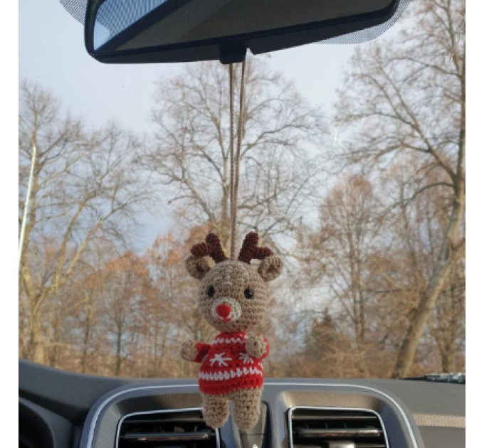Deer car hanging crochet rear view mirror car charm