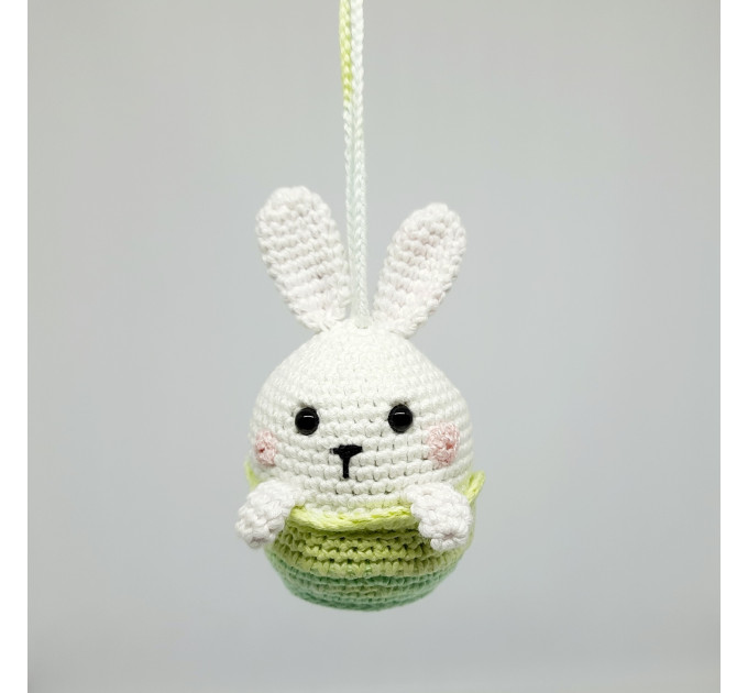 Easter bunny car charm accessories Hanging rabbit in basket car decorations Rear view mirror cute women's things
