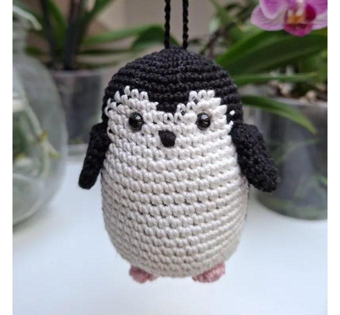 Funny Nihilist Penguin Crochet Keychain – “Why Not” Penguin Meme Car Charm, Backpack Pendant