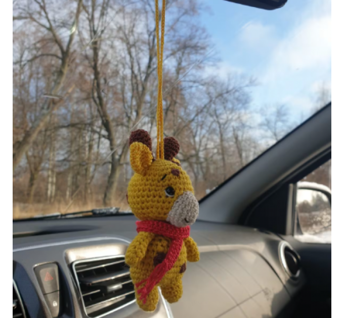 Giraffe car charm hanging crochet Rear view mirror cute car accessories