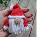 Hanging Santa Claus, crochet cute car charm, Rear view mirror red winter decorations 