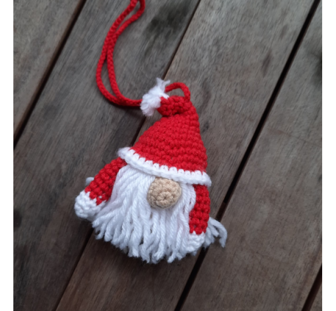 Hanging Santa Claus, crochet cute car charm, Rear view mirror red winter decorations 