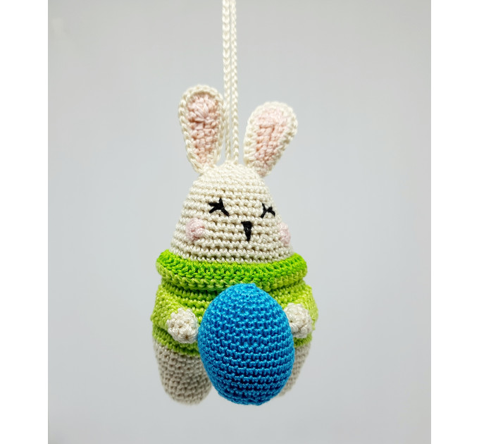 Rabbit with egg Easter crochet decorations for women Rear view mirror charm