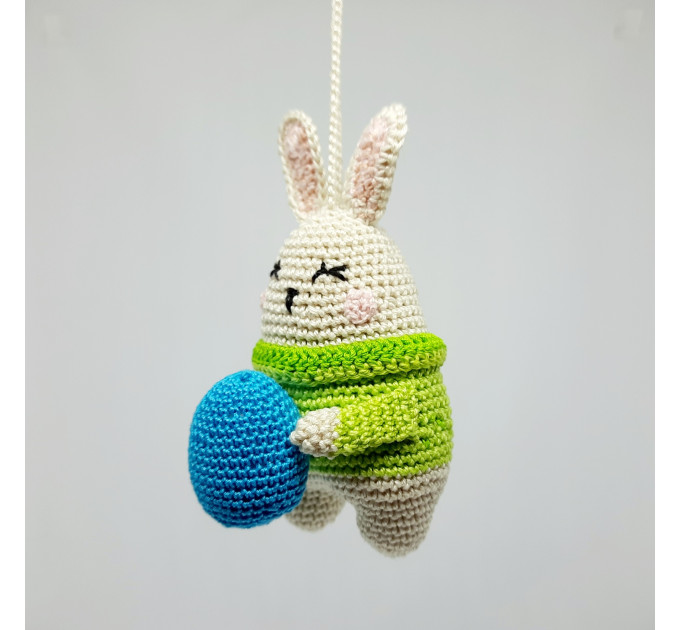 Rabbit with egg Easter crochet decorations for women Rear view mirror charm
