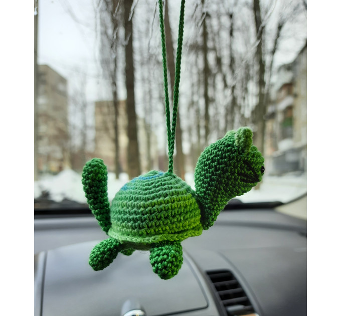 Hanging crochet cat turtle cute car accessories, rainbow unreal